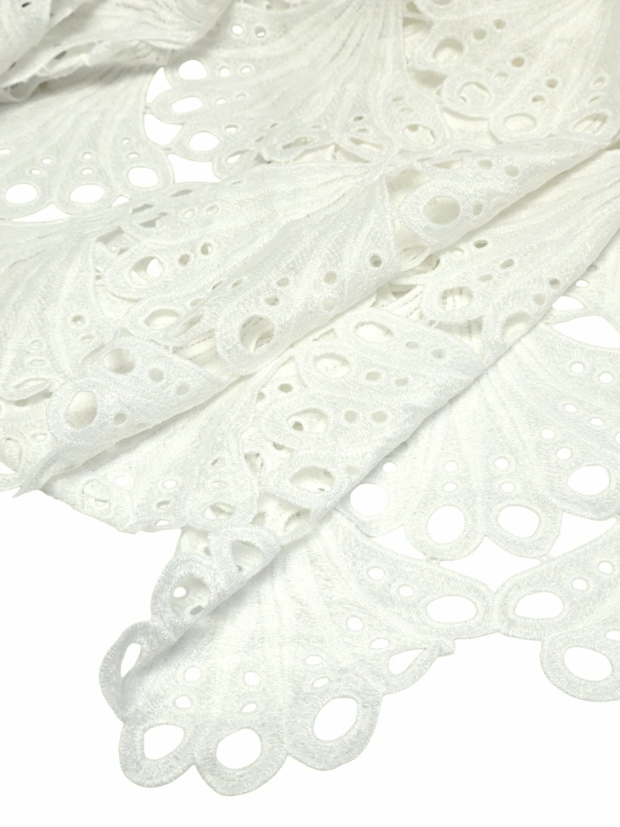 Broderie din bumbac premium crem cu model shell