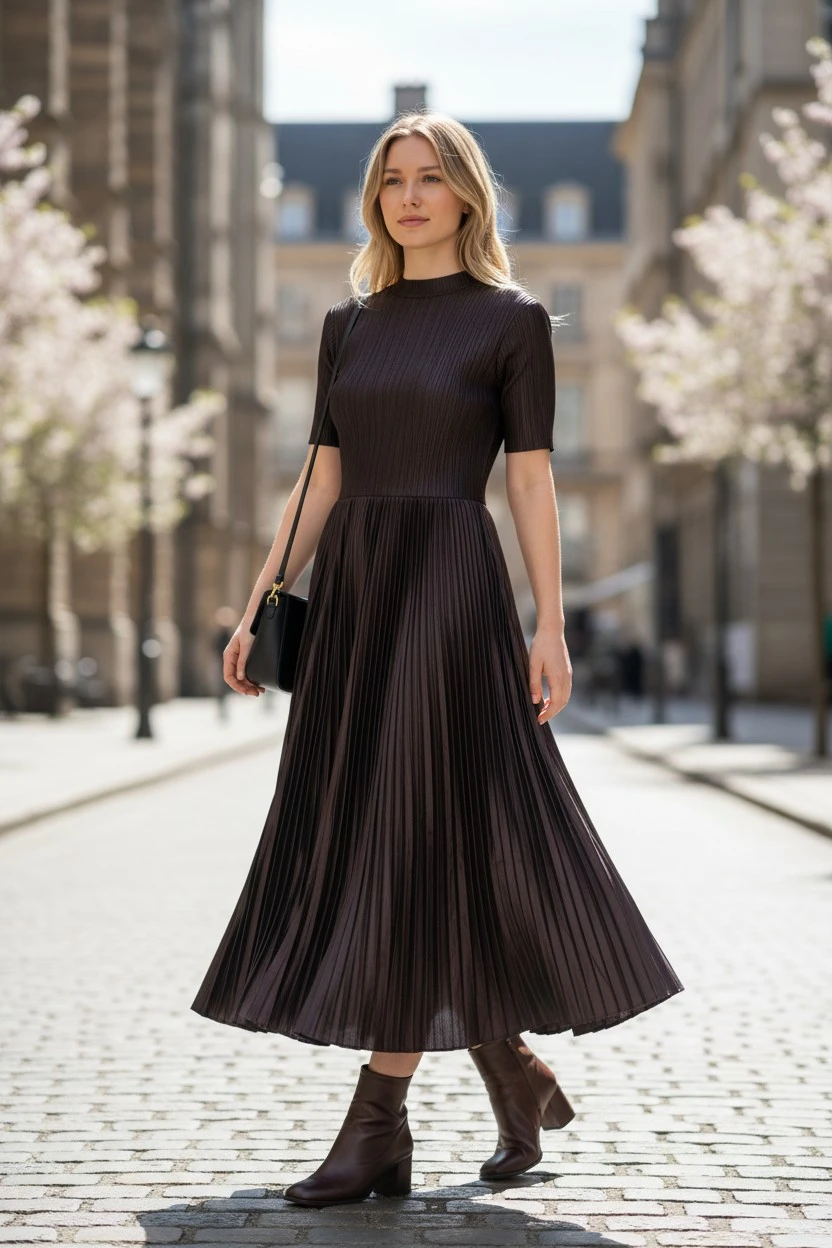 Satin plisat Chocolate Glam