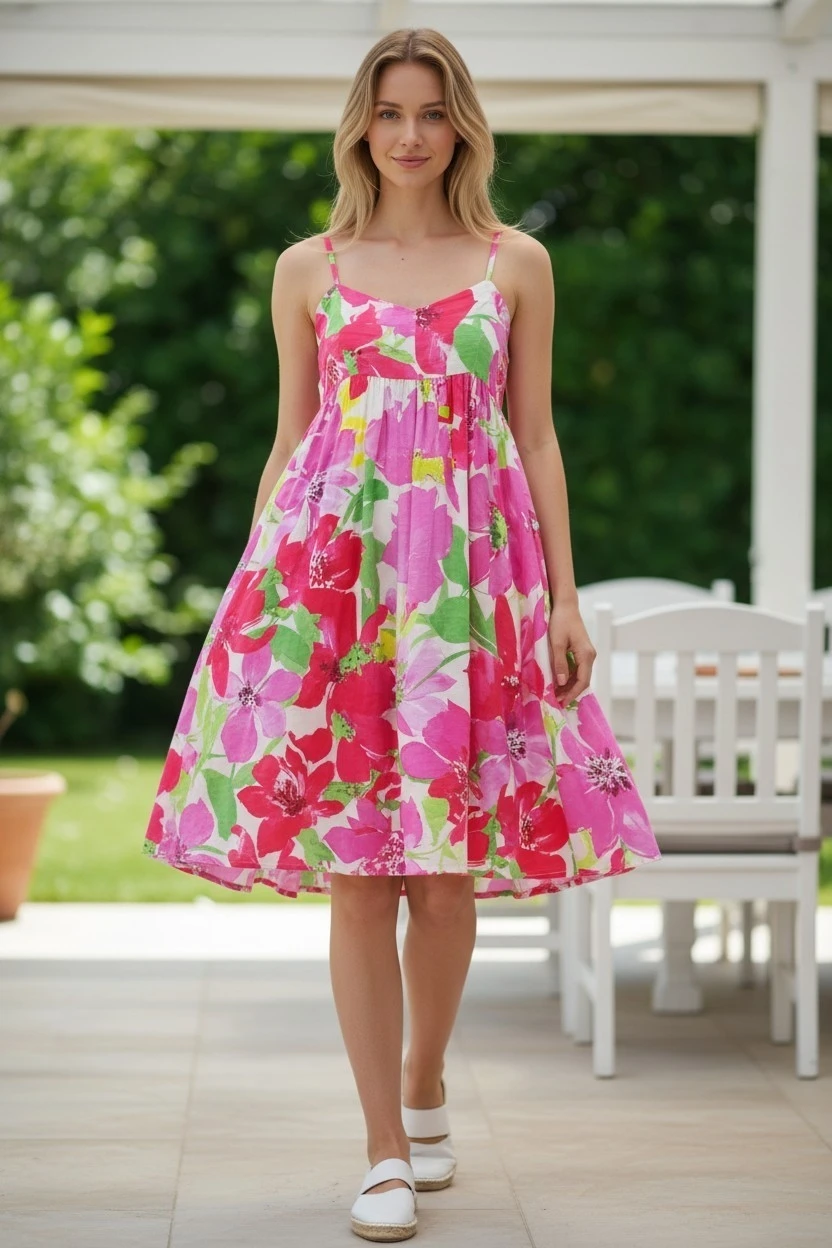 Vascoza cu Bumbac Imprimata Fuchsia Splash