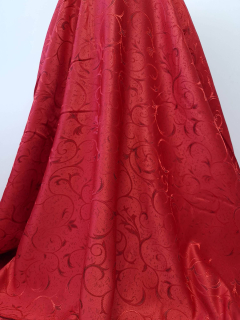 Material draperie rosie cu model ramurele