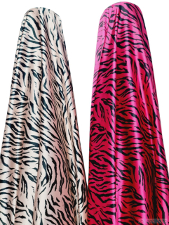 Satin elastic imprimeu zebra roz si ciclamen