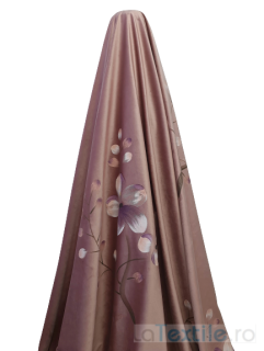 Material draperie catifea roz pudra cu imprimeu floral